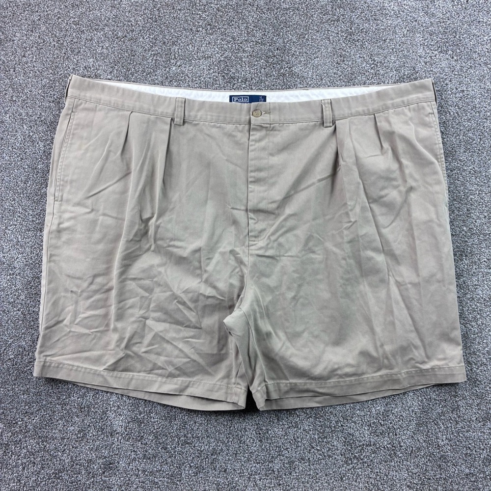 Polo Ralph Lauren Tyler Shorts Mens 56 Khaki Tan Pleated Cotton Chino Shorts